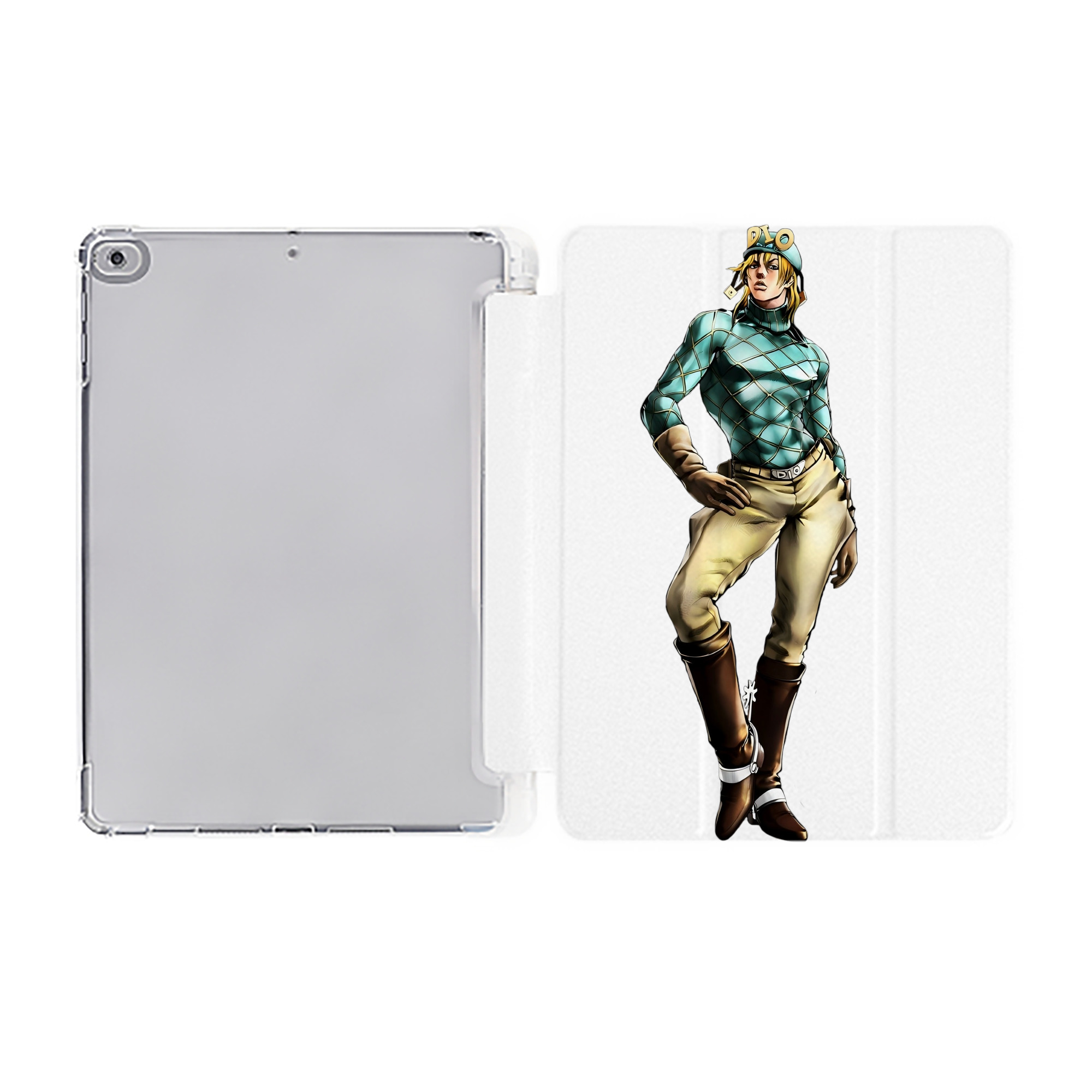 （画像用） ジョジョの奇妙な冒険 ディオ?ブランドー JoJo's Bizarre Adventure Dio Brando IPad ケース ペン収納付き 三つ折りスタンド PUレザー×シリコン 対応機種9.5/10.5/10.9インチ